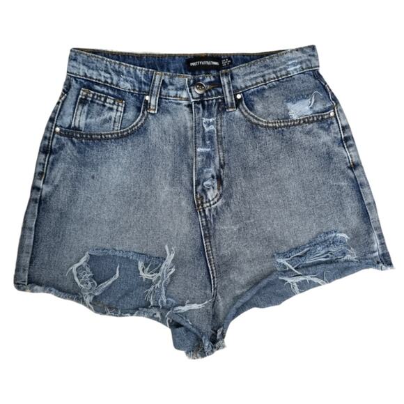 PrettyLittleThing Ripped Distressed Super Hi-Rise Shorts Size 4 - Picture 1 of 7